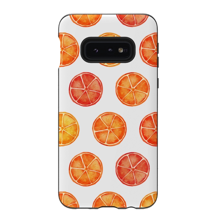 Galaxy S10e StrongFit Orange Slices Citrus Print by Becky Starsmore