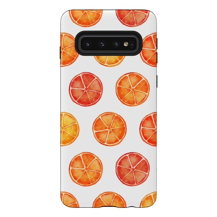 Galaxy S10 StrongFit Orange Slices Citrus Print by Becky Starsmore