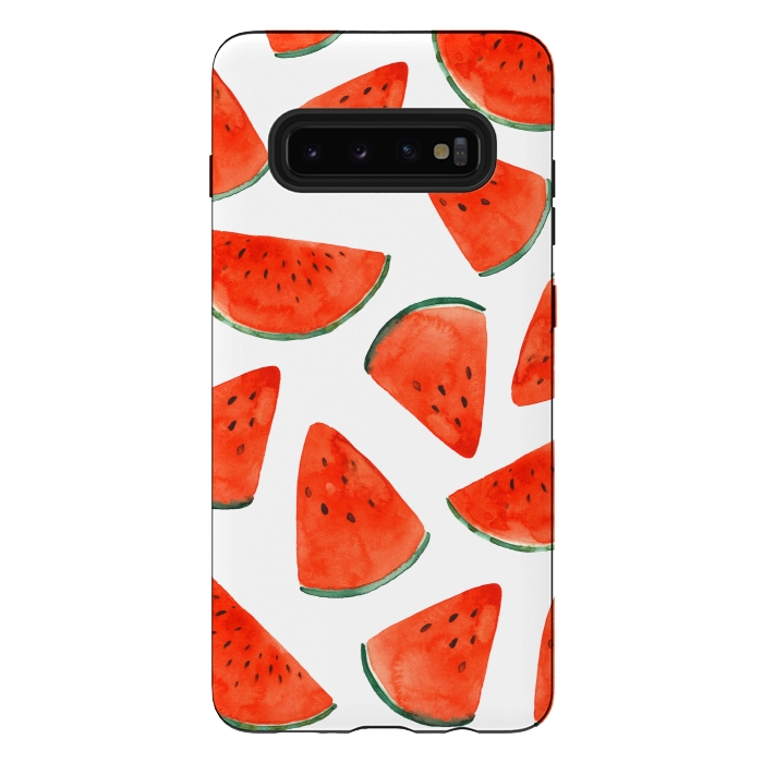 Galaxy S10 plus StrongFit Fruity Summer Watermelon Print by Becky Starsmore