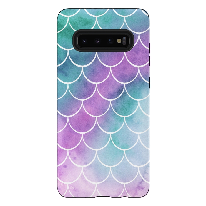 Galaxy S10 plus StrongFit Dreamy Pastel Mermaid Scales by Becky Starsmore
