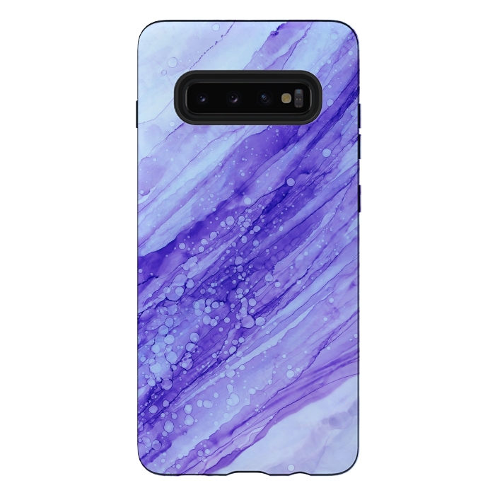 Galaxy S10 plus StrongFit Purple Marble Print by Becky Starsmore