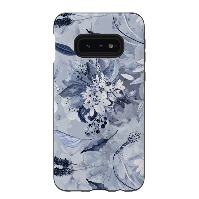 Galaxy S10e StrongFit Autumnal fresh gray and blue flower rose pattern by  Utart