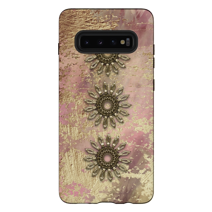 Galaxy S10 plus StrongFit Golden Embellishments On Pink And Gold by Andrea Haase