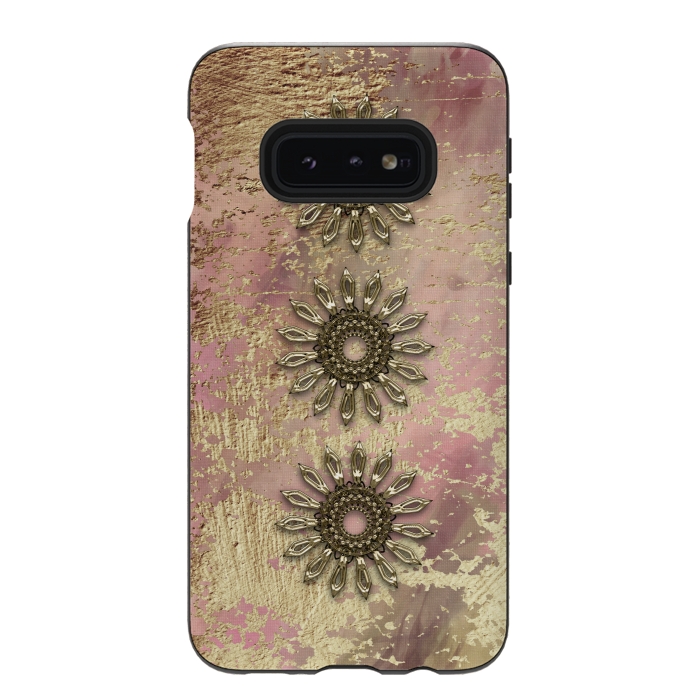 Galaxy S10e StrongFit Golden Embellishments On Pink And Gold by Andrea Haase