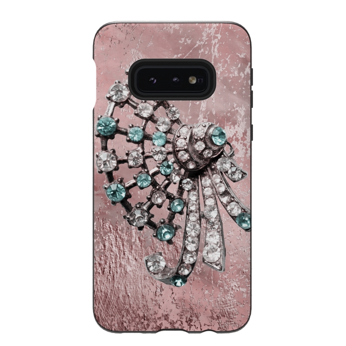 Galaxy S10e StrongFit Rhinestone Embellishment Pink And Teal by Andrea Haase