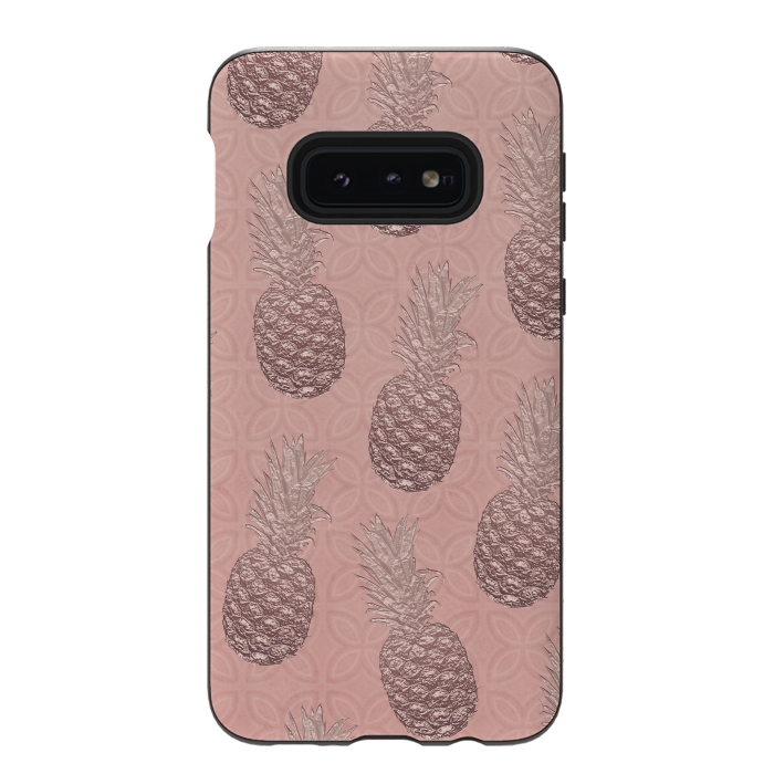 Galaxy S10e StrongFit Shiny Pink Pineapple by Andrea Haase