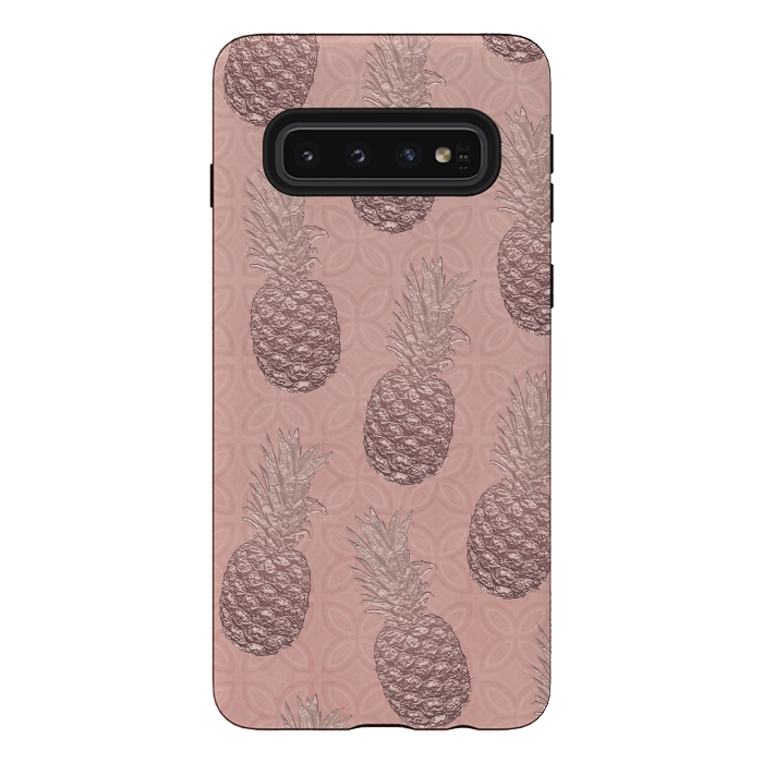 Galaxy S10 StrongFit Shiny Pink Pineapple by Andrea Haase