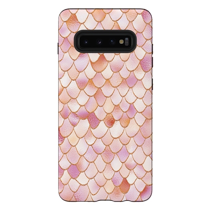Galaxy S10 plus StrongFit Wonky Rose Gold Mermaid Scales by  Utart