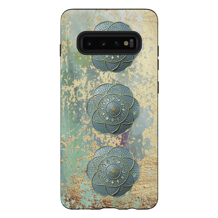 Galaxy S10 plus StrongFit Precious Embellishment On Gold And Teal by Andrea Haase