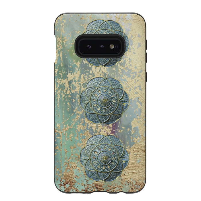 Galaxy S10e StrongFit Precious Embellishment On Gold And Teal by Andrea Haase