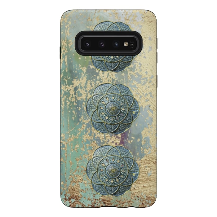 Galaxy S10 StrongFit Precious Embellishment On Gold And Teal by Andrea Haase