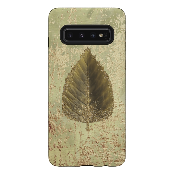 Galaxy S10 StrongFit Golden Leaf And Sparkle by Andrea Haase