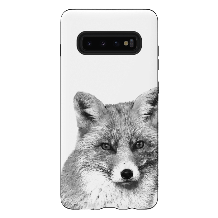 Galaxy S10 plus StrongFit Black and White Fox by Alemi