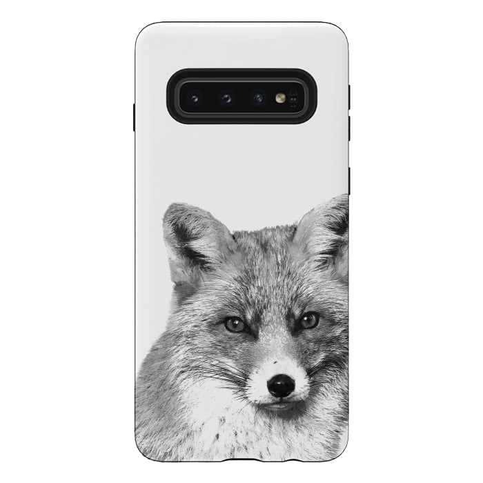 Galaxy S10 StrongFit Black and White Fox by Alemi