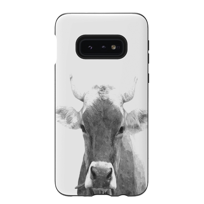 Galaxy S10e StrongFit Black and White Cow by Alemi