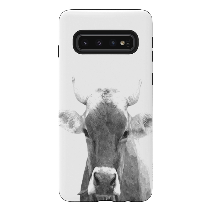 Galaxy S10 StrongFit Black and White Cow by Alemi