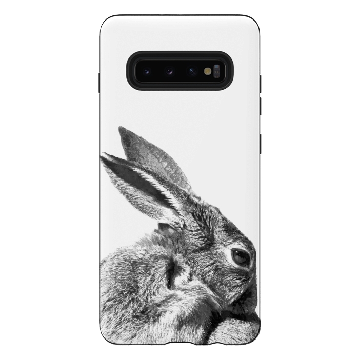 Galaxy S10 plus StrongFit Black and White Rabbit by Alemi