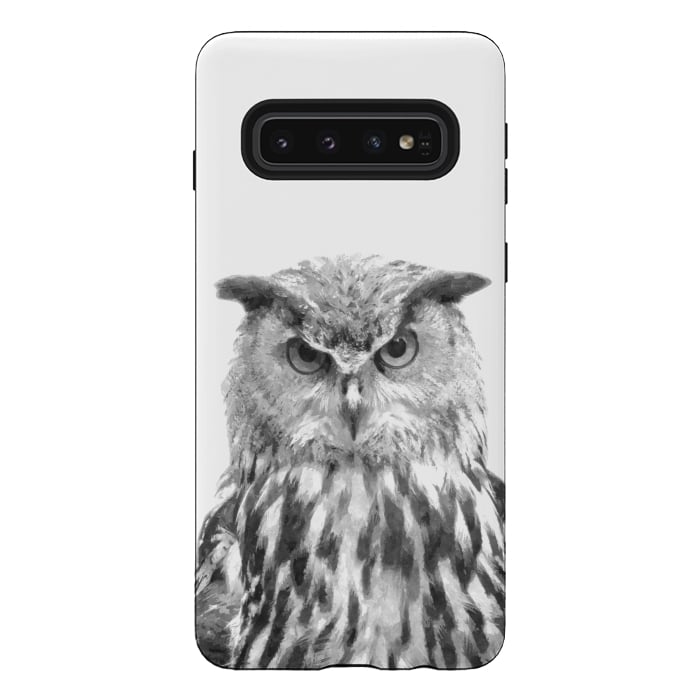 Galaxy S10 StrongFit Black and White Owl by Alemi