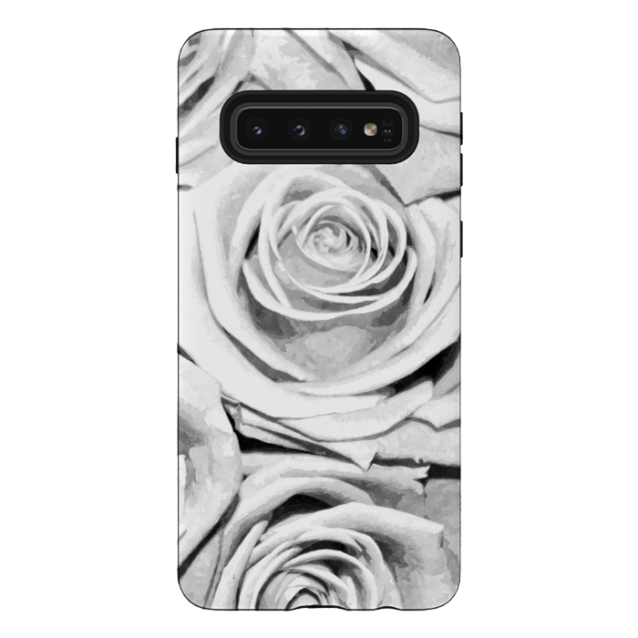 Galaxy S10 StrongFit Black and White Roses by Alemi