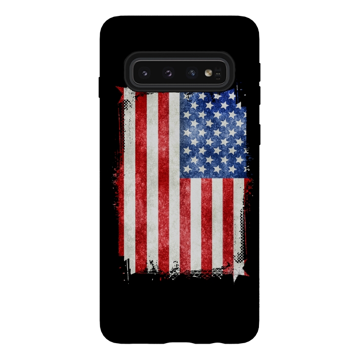 Galaxy S10 StrongFit American Flag Grunge Style by Andrea Haase