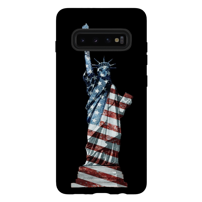 Galaxy S10 plus StrongFit Lady Of Liberty Stars And Stripes by Andrea Haase