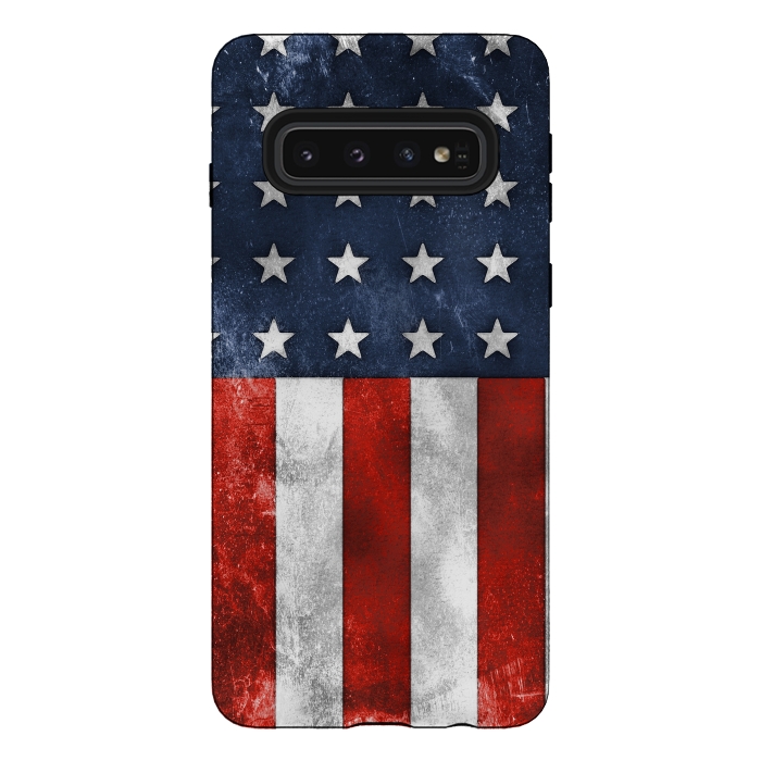 Galaxy S10 StrongFit Grunge Style American Flag by Andrea Haase