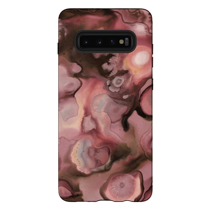Galaxy S10 plus StrongFit Ebb and Flow in Coral by Micklyn Le Feuvre