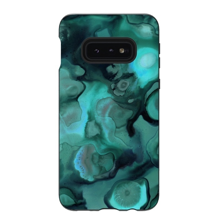 Galaxy S10e StrongFit Ebb and Flow in Emerald by Micklyn Le Feuvre