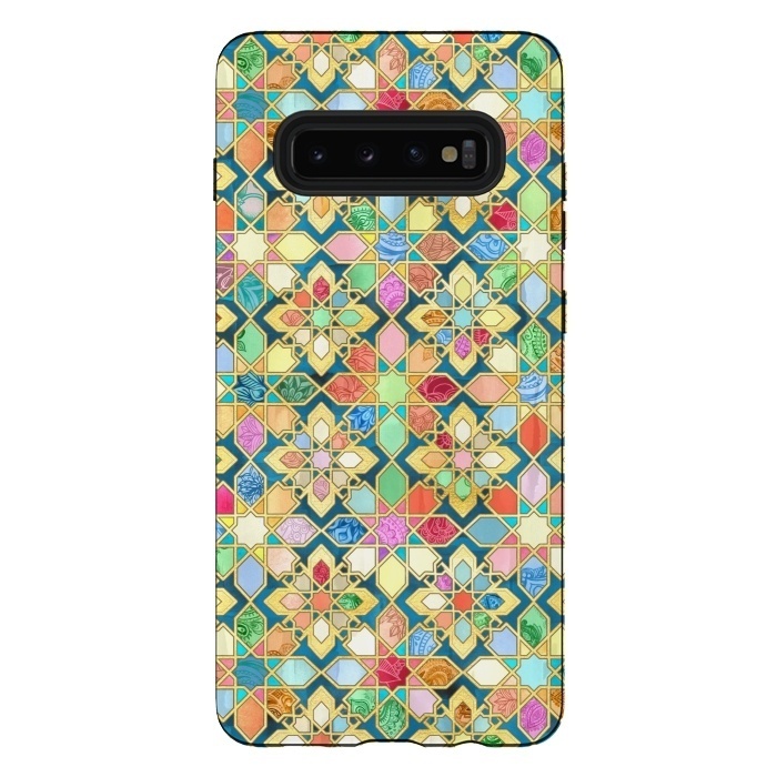 Galaxy S10 plus StrongFit Gilded Moroccan Mosaic Tiles by Micklyn Le Feuvre