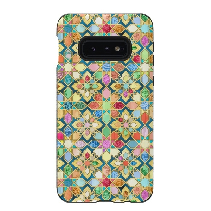 Galaxy S10e StrongFit Gilded Moroccan Mosaic Tiles by Micklyn Le Feuvre