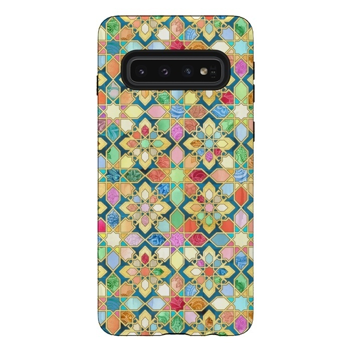 Galaxy S10 StrongFit Gilded Moroccan Mosaic Tiles by Micklyn Le Feuvre