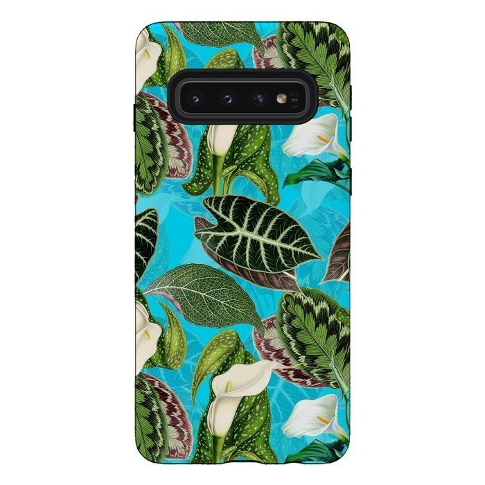 Galaxy S10 StrongFit Fresh tropical Flowers and Leaves Pattern by  Utart
