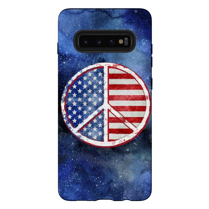 Galaxy S10 plus StrongFit Peace Sign Stars and Stripes USA Flag 2 by Andrea Haase