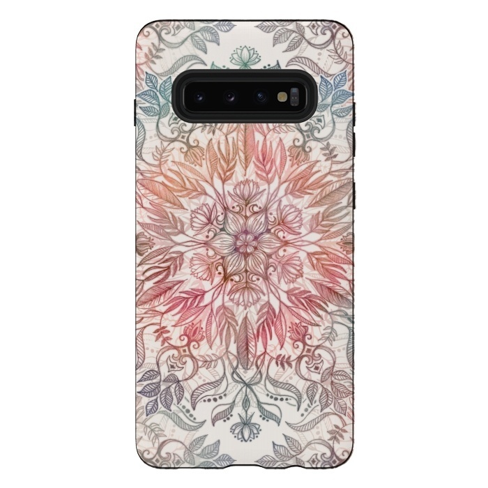 Galaxy S10 plus StrongFit Autumn Spice Mandala in Coral and Cream by Micklyn Le Feuvre