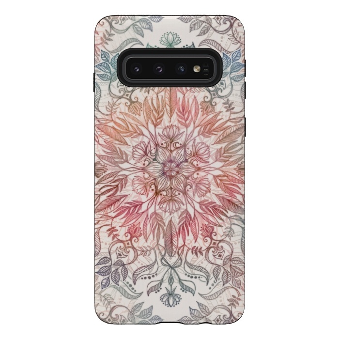 Galaxy S10 StrongFit Autumn Spice Mandala in Coral and Cream by Micklyn Le Feuvre