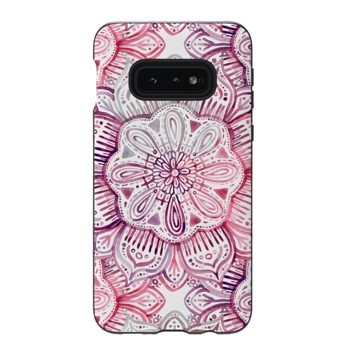 Galaxy S10e StrongFit Burgundy Blush Watercolor Mandala by Micklyn Le Feuvre