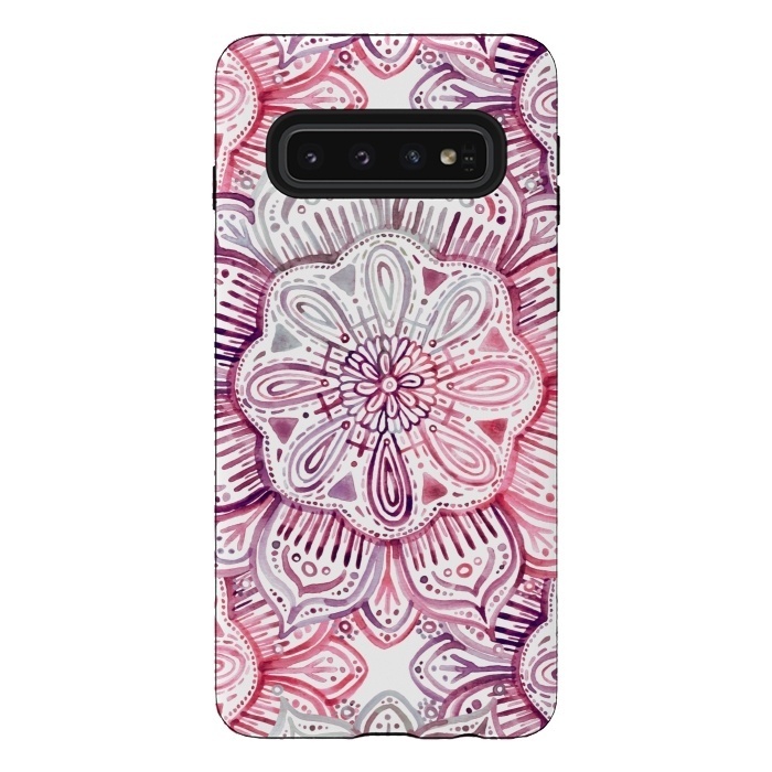 Galaxy S10 StrongFit Burgundy Blush Watercolor Mandala by Micklyn Le Feuvre