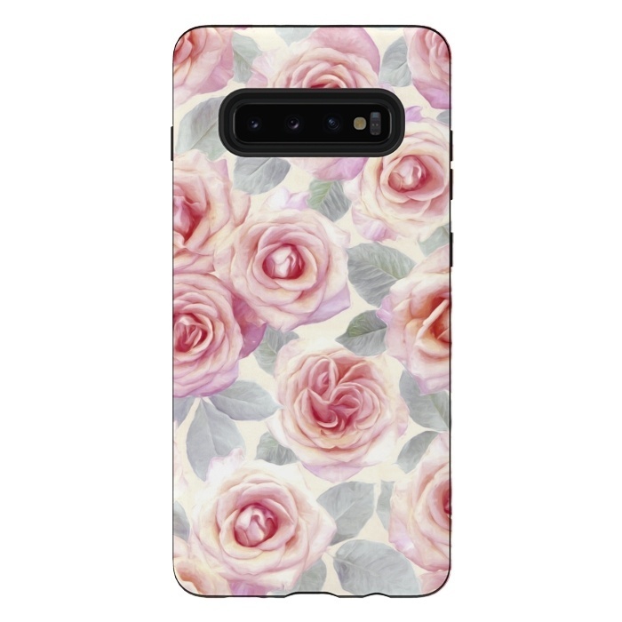Galaxy S10 plus StrongFit Painted Pink and Mauve Roses by Micklyn Le Feuvre