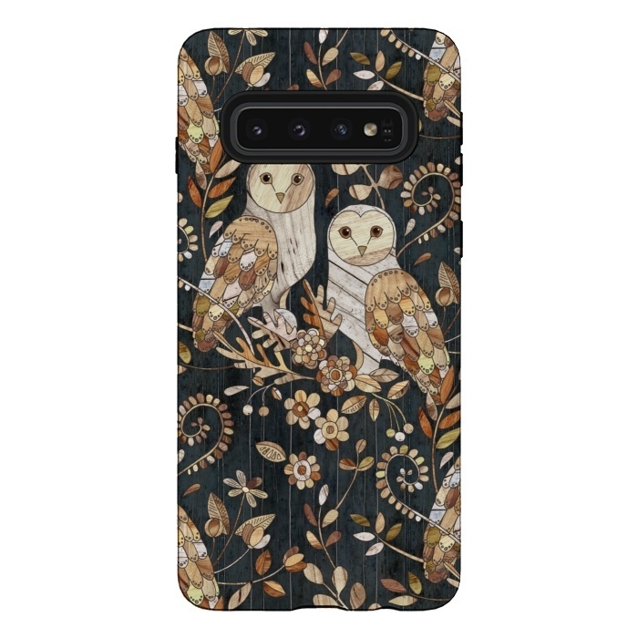 Galaxy S10 StrongFit Wooden Wonderland Barn Owl Collage by Micklyn Le Feuvre