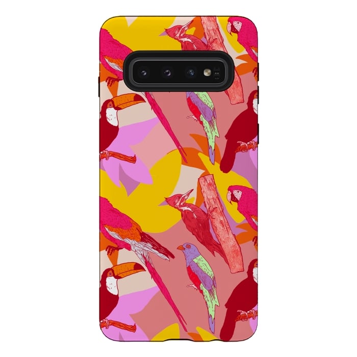 Galaxy S10 StrongFit Jungle Birds by Nick Cocozza