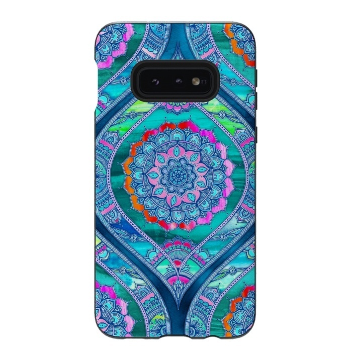 Galaxy S10e StrongFit Radiant Boho Color Play Mandala by Micklyn Le Feuvre