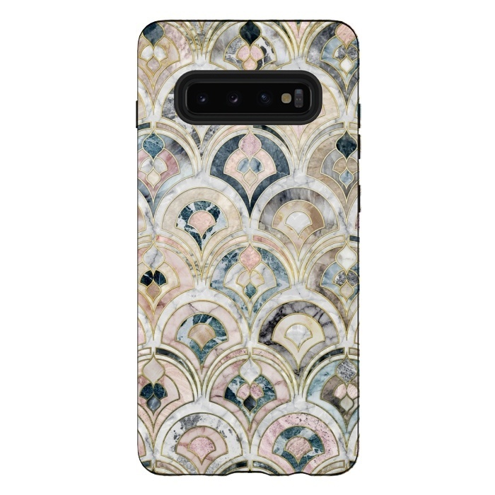 Galaxy S10 plus StrongFit Art Deco Marble Tiles in Soft Pastels by Micklyn Le Feuvre