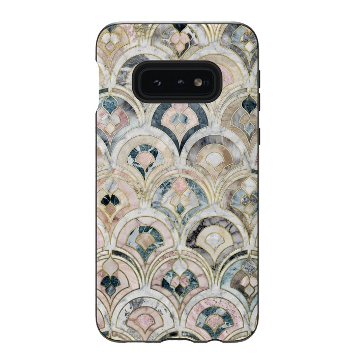 Galaxy S10e StrongFit Art Deco Marble Tiles in Soft Pastels by Micklyn Le Feuvre