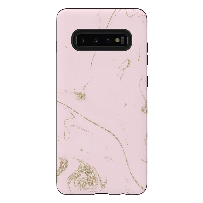 Galaxy S10 plus StrongFit Luxe gold and blush marble image by InovArts
