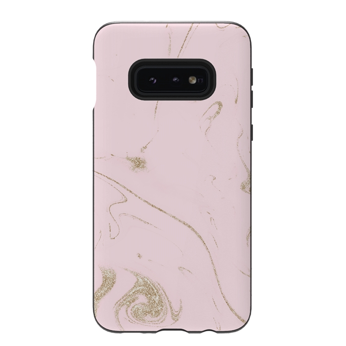 Galaxy S10e StrongFit Luxe gold and blush marble image by InovArts