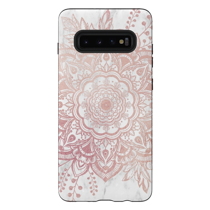 Galaxy S10 plus StrongFit Queen Starring of Mandala-White Marble by ''CVogiatzi.