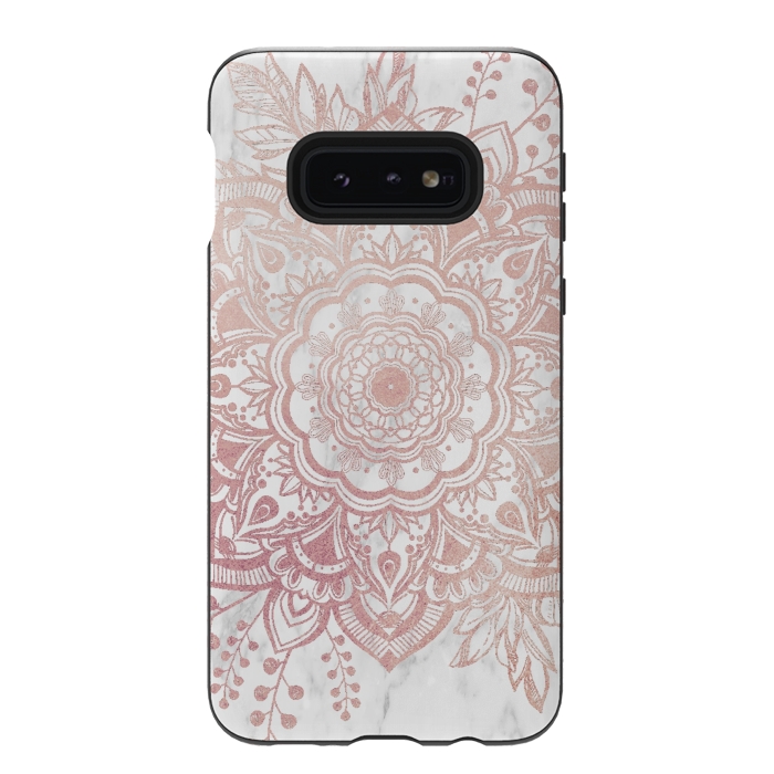 Galaxy S10e StrongFit Queen Starring of Mandala-White Marble by ''CVogiatzi.