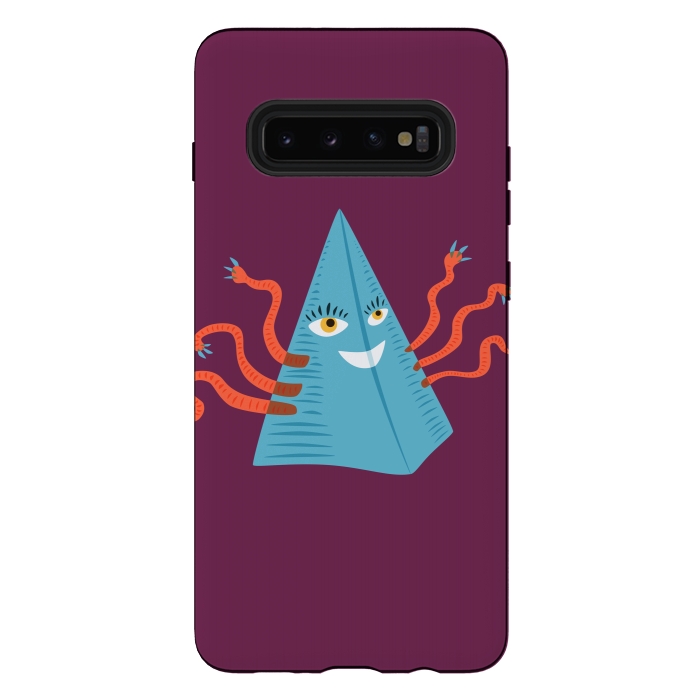 Galaxy S10 plus StrongFit Weird Blue Alien Pyramid Character With Tentacles by Boriana Giormova
