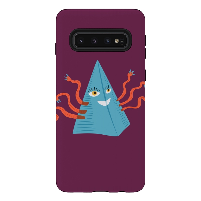 Galaxy S10 StrongFit Weird Blue Alien Pyramid Character With Tentacles by Boriana Giormova