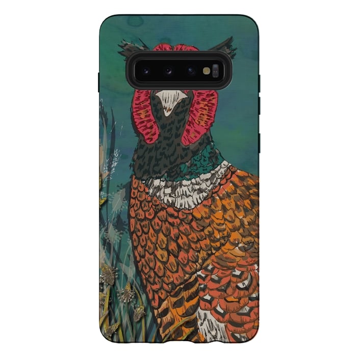 Galaxy S10 plus StrongFit Funny Pheasant by Lotti Brown